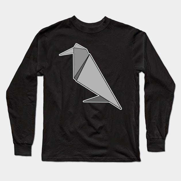 Crow Origami Sticker Style Design Long Sleeve T-Shirt by aaallsmiles